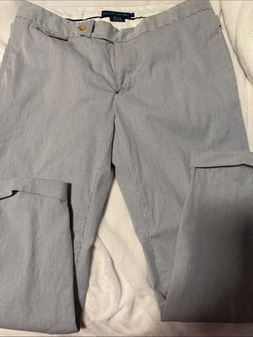 Ralph Lauren Women's Blue & White Pinstripe Cotton Trousers